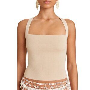 Cult Gaia Women Square Neck Top Beige Size XS